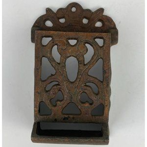 Vintage Cast Iron Match Box Holder Wall Mounted Taiwan